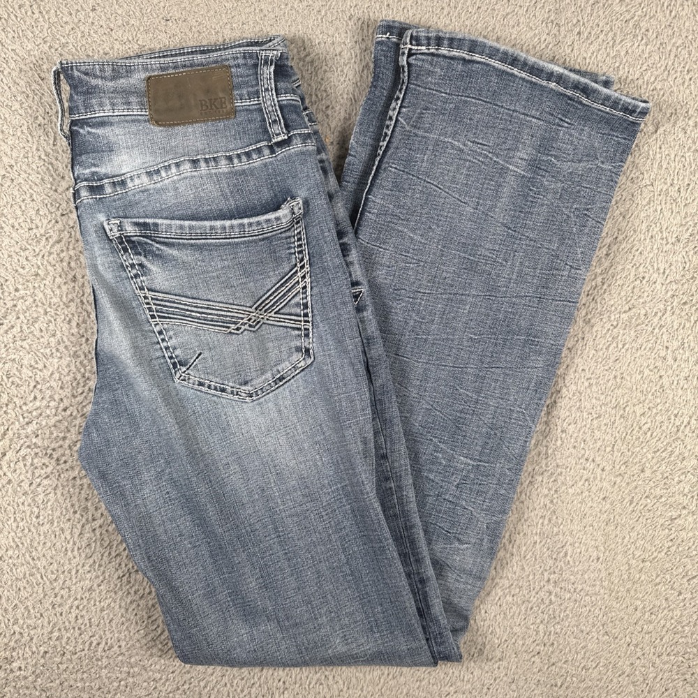 BKE Jake Jeans Mens 31x34 (30x33) Blue Straight Leg Light Wash Denim